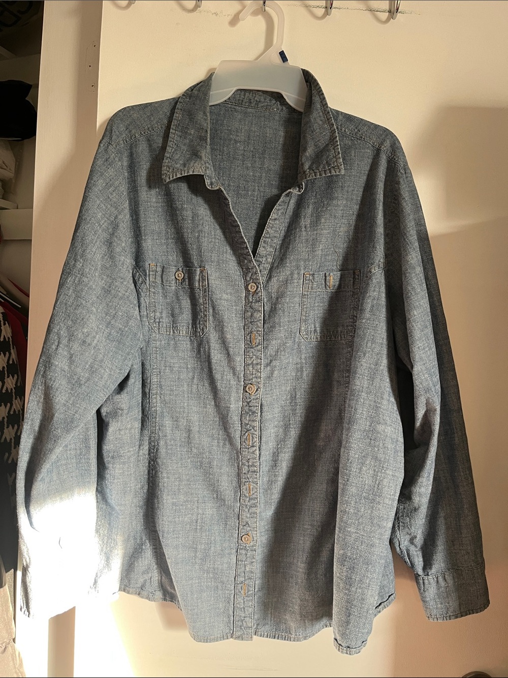 Light Denim Button-Up Shirt - Blue